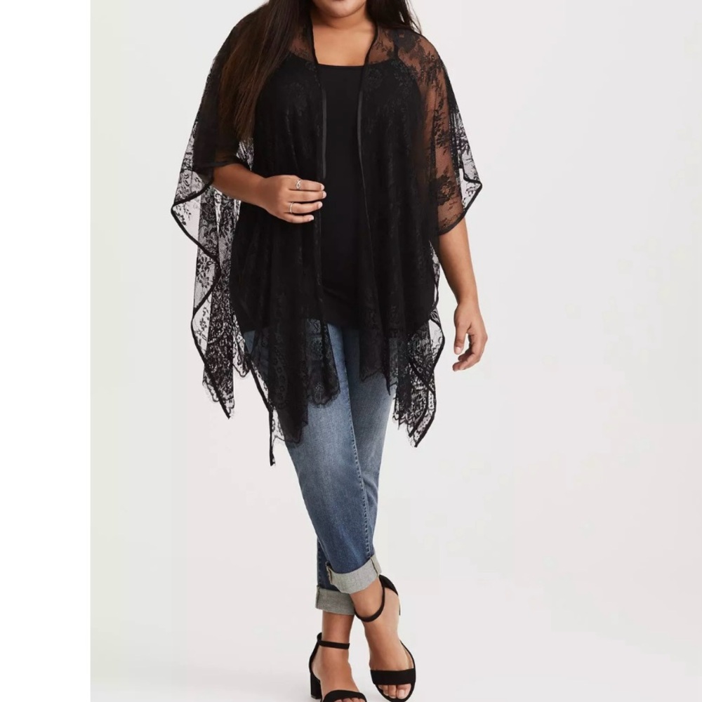 Torrid Black Sheer Lace Ruana